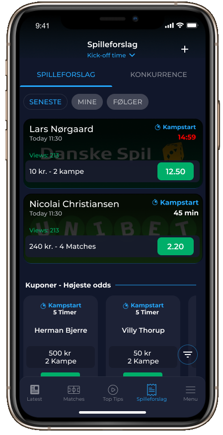 App Betting slip feature screenshot