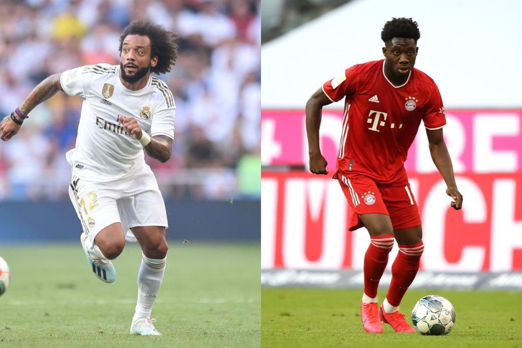 Marcelo, Real Madrid, og Alphonso Davies, Bayern München