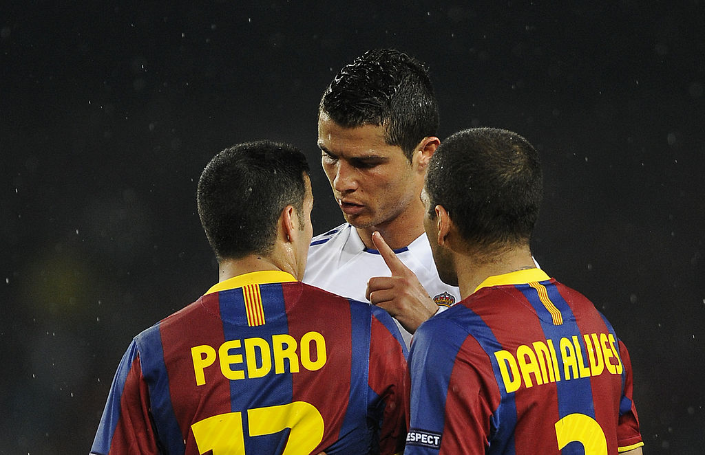 Cristiano Ronaldo, Real Madrid, og Pedro og Dani Alves, Barcelona