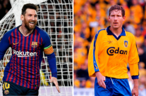 Lionel Messi, FC Barcelona, og Kim Vilfort, Brøndby