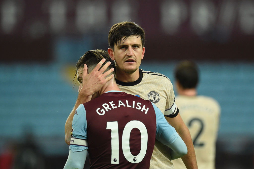 Jack Grealish, Aston Villa, og Harry Maguire, Manchester United
