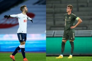 Patrick Mortensen, AGF, og Andreas Maxsø, Brøndby