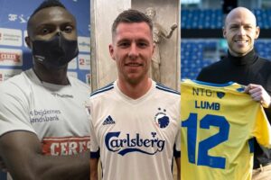 Bubacarr Sanneh, AGF, Lukas Lerager, FC København, og Michael Lumb, Brøndby