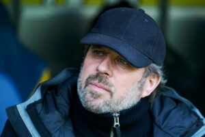 BRONDBY, DENMARK - MARCH 21: Carsten V. Jensen, sports director of Brondby IF prior to the Danish 3F Superliga match between Brondby IF and AGF Aarhus at Brondby Stadion on March 21, 2021 in Brondby, Denmark. (Photo by Lars Ronbog / FrontZoneSport via Getty Images)