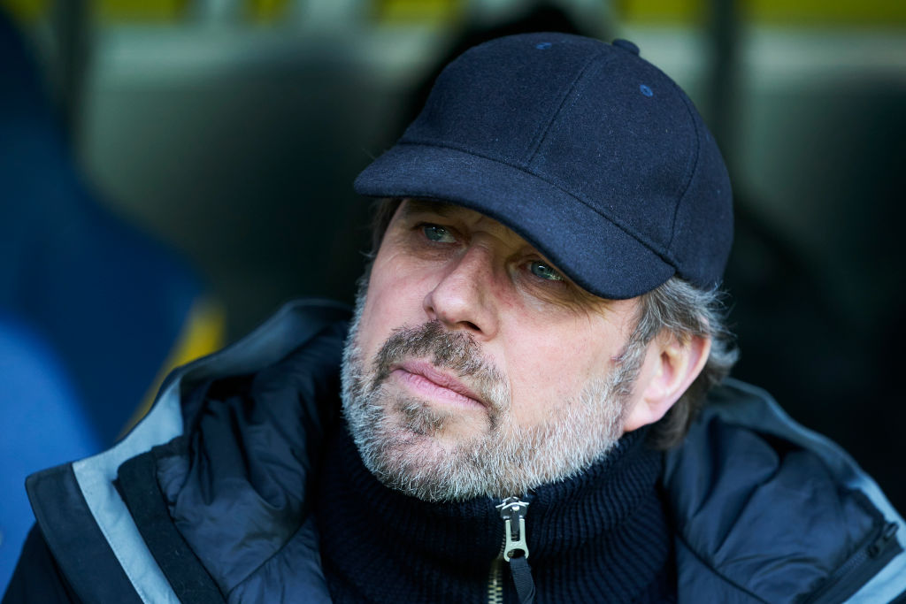 BRONDBY, DENMARK - MARCH 21: Carsten V. Jensen, sports director of Brondby IF prior to the Danish 3F Superliga match between Brondby IF and AGF Aarhus at Brondby Stadion on March 21, 2021 in Brondby, Denmark. (Photo by Lars Ronbog / FrontZoneSport via Getty Images)