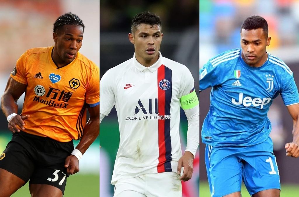Adama Traore of Wolves, Thiago Silva of Paris Saint-Germain, Alex Sandro of Juventus