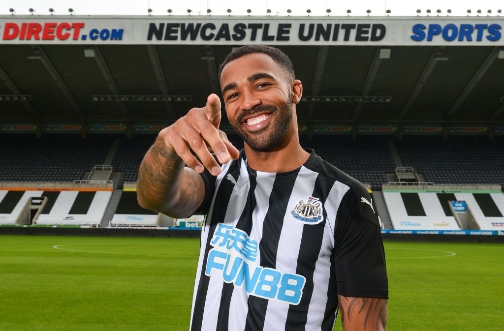 Calum Wilson celebrates his transfer to Newcastle United, becoming their record signing.