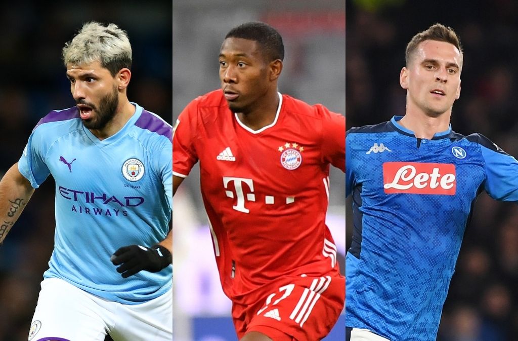 Sergio Aguero of Manchester City, David Alaba of Bayern Munich, Arkadiusz Milik of Napoli