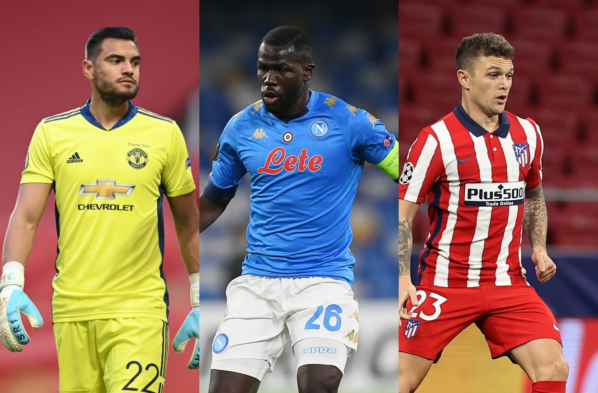 Sergio Romero of Manchester United, Kalidou Koulibaly of Napoli, Kieran Trippier of Atletico Madrid