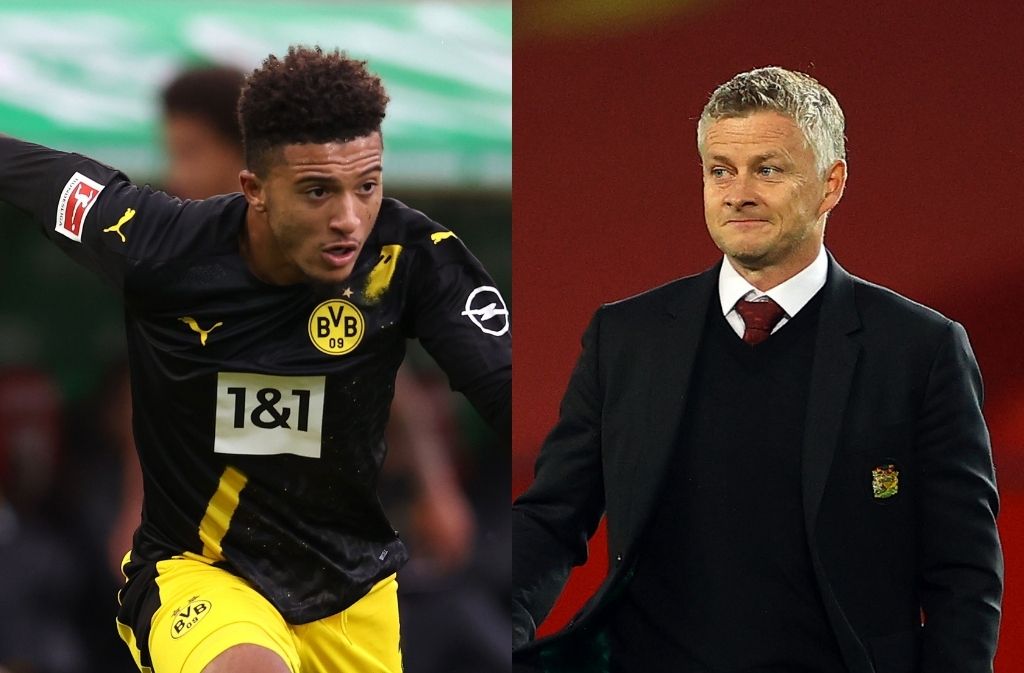 Jadon Sancho of Borussia Dortmund, Ole Gunnar Solskjaer of Manchester United