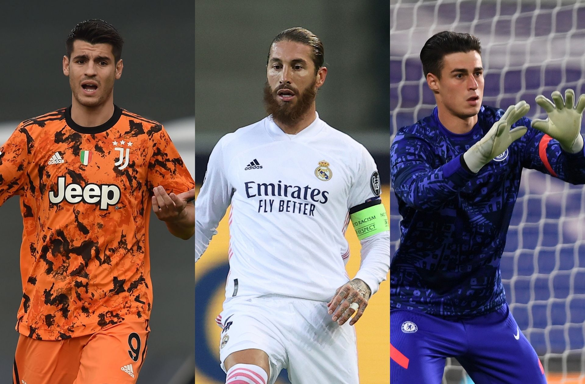 Alvaro Morata of Juventus, Sergio Ramos of Real Madrid, Kepa Arrizabalaga of Cheslea