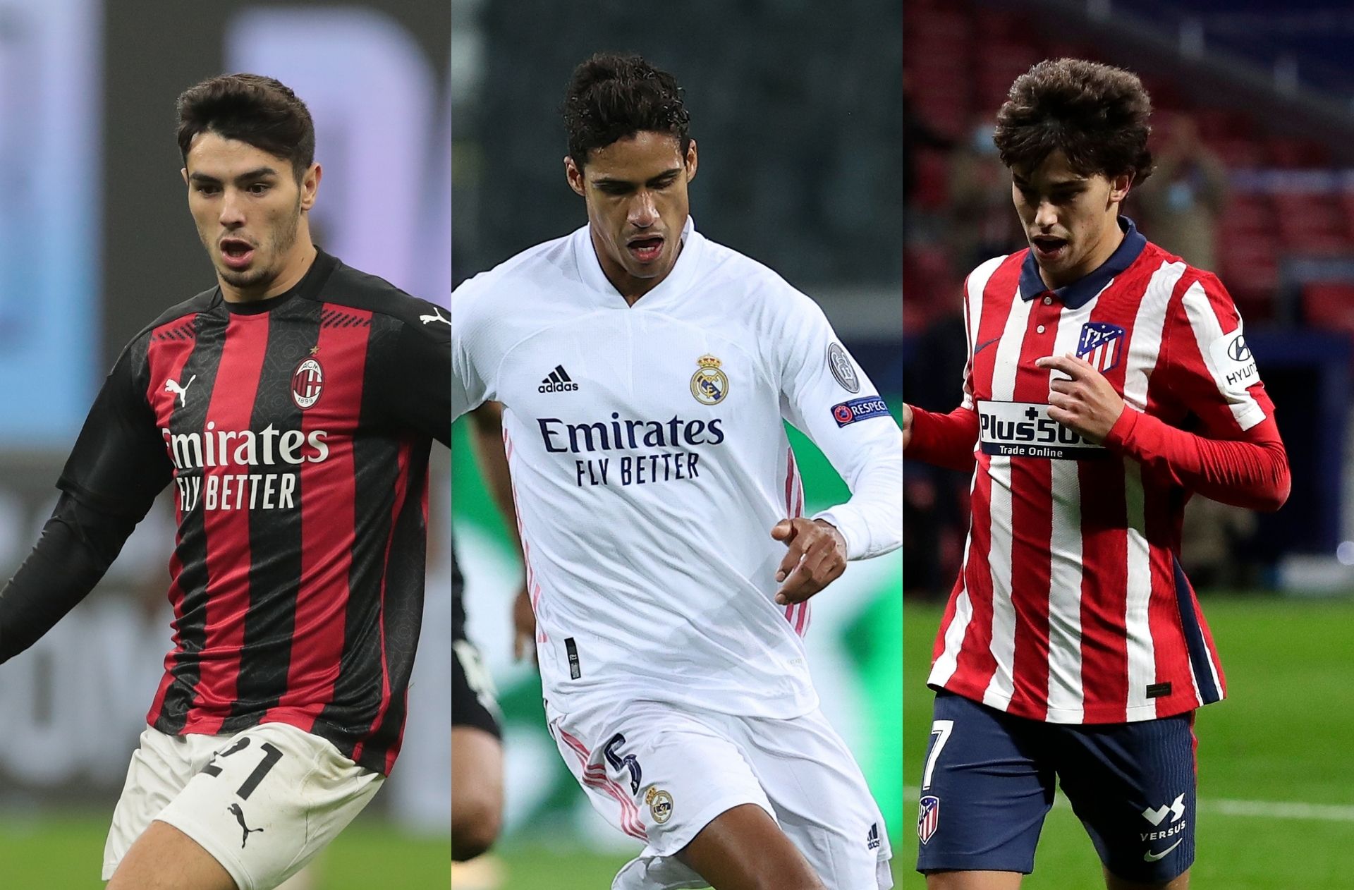 Brahim Diaz of AC Milan, Raphael Varane of Real Madrid, Joao Felix of Atletico Madrid