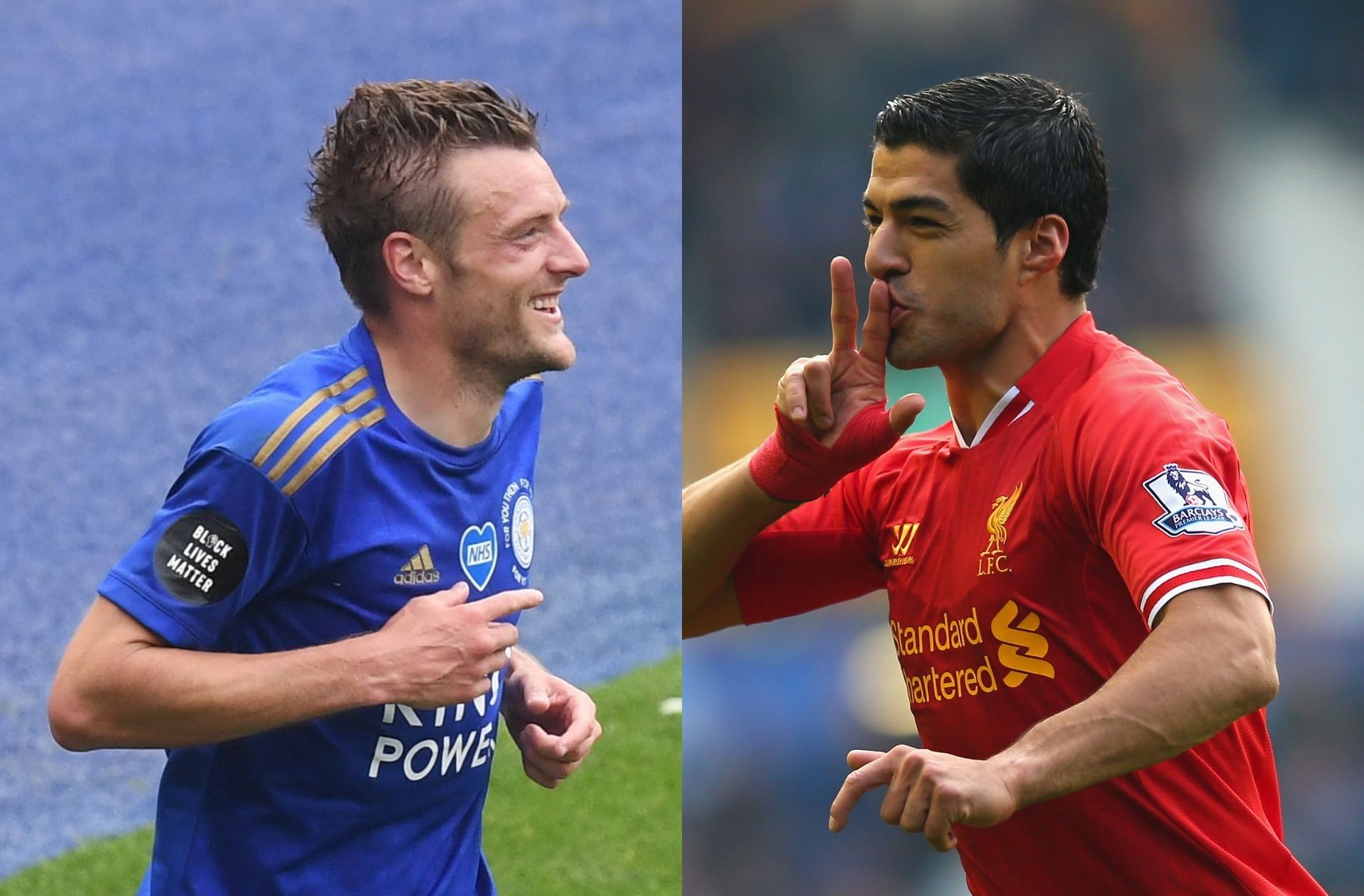 Jamie Vardy of Leicester City, Luis Suarez of Liverpool