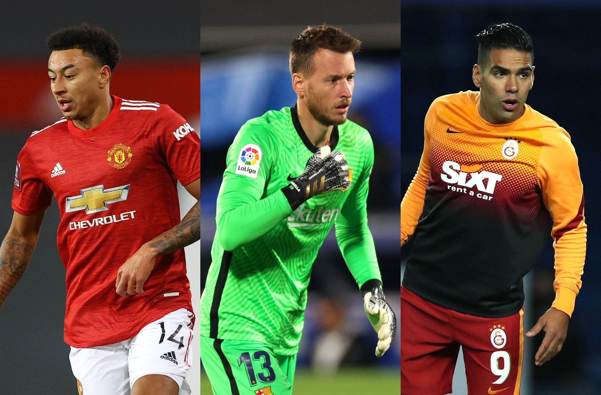 Jesse Lingard of Manchester United, Neto of FC Barcelona, Radamel Falcao of Galatasaray