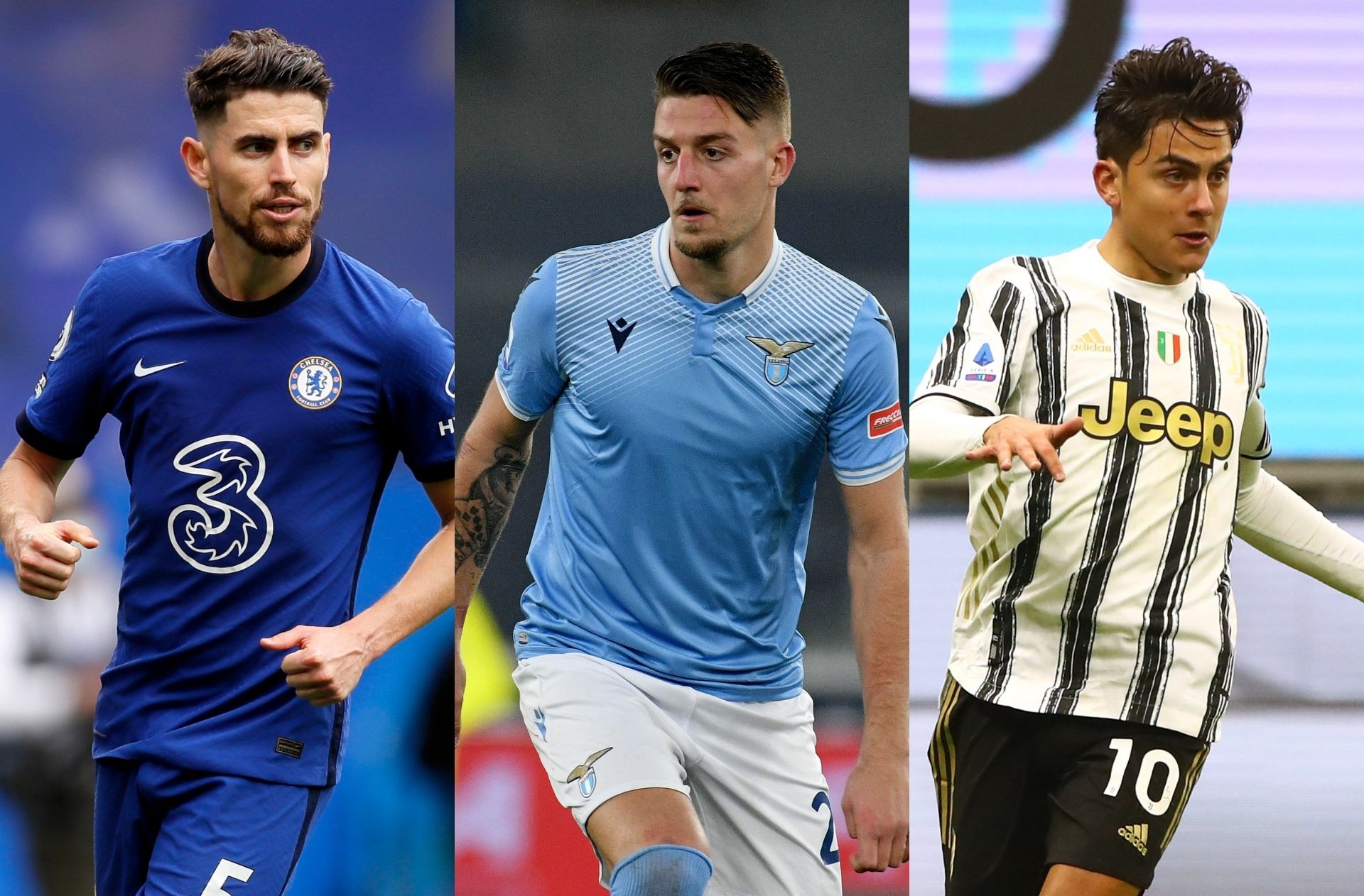 Jorginho of Chelsea, Sergej Milinkovic-Savic of Lazio, Paulo Dybala of Juventus