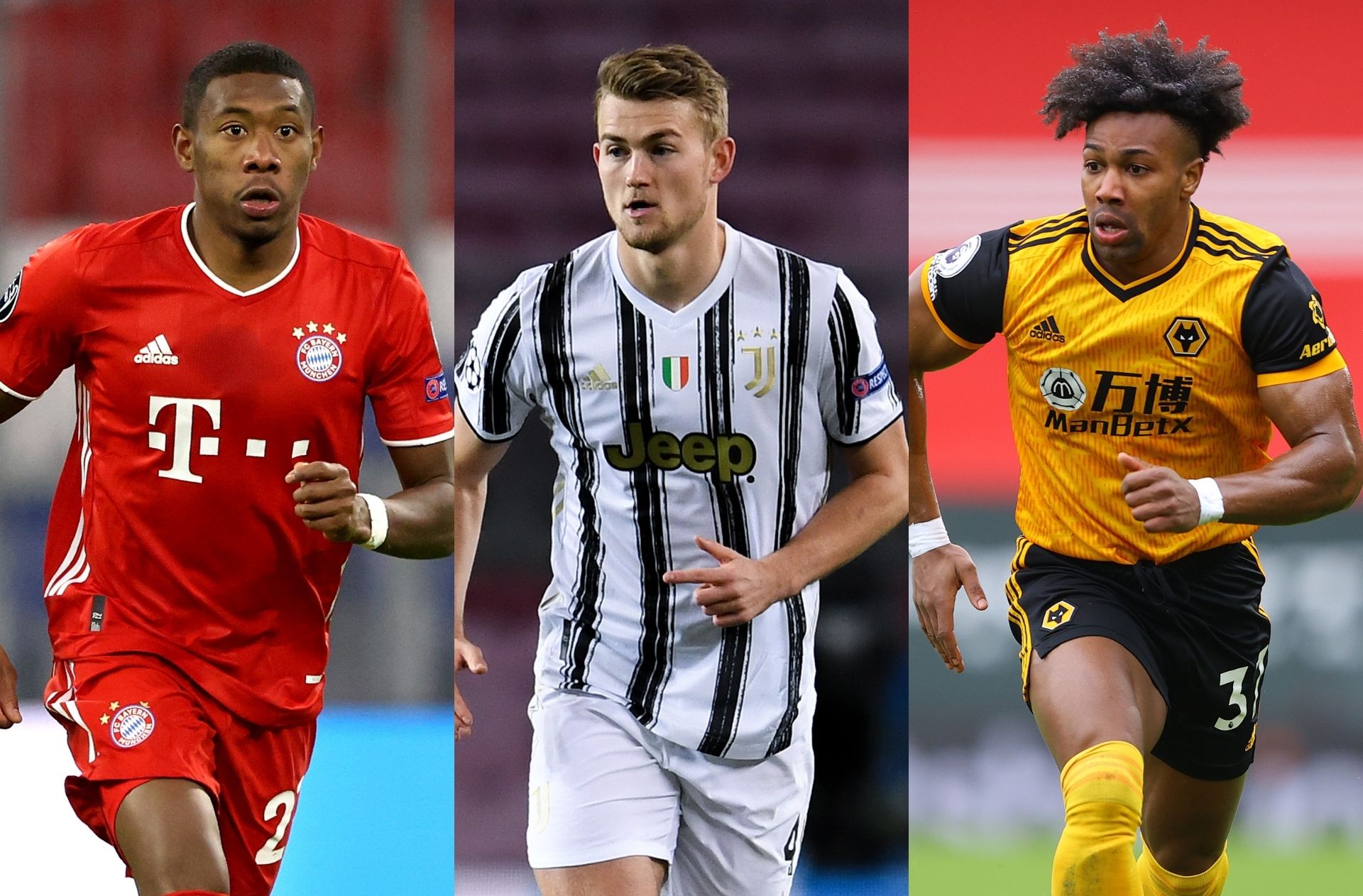 David Alaba of Bayern Munich, Matthijs de Ligt of Juventus, Adama Traore of Wolves