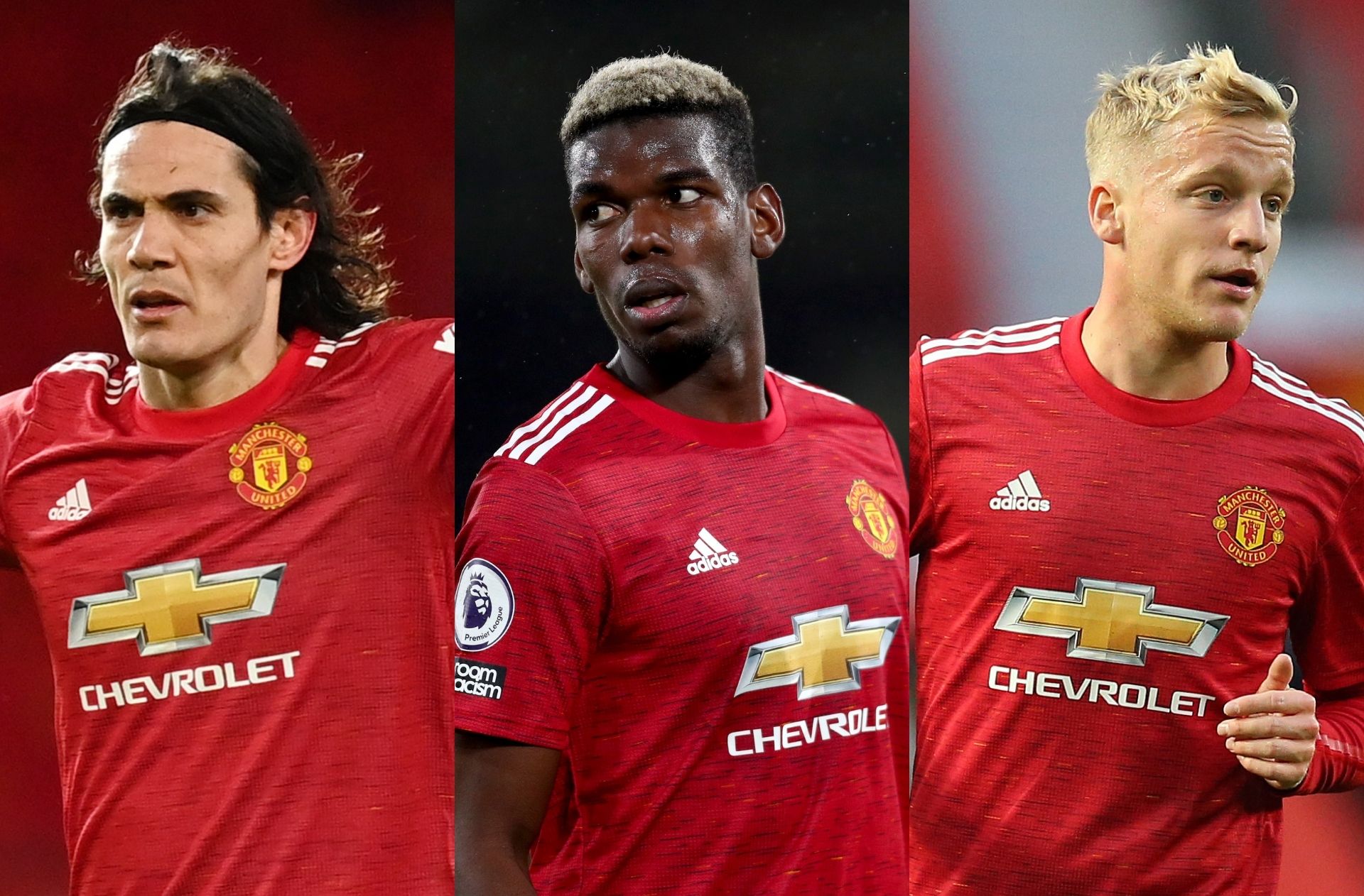 Edinson Cavani, Paul Pogba, Donny van de Beek - Manchester United