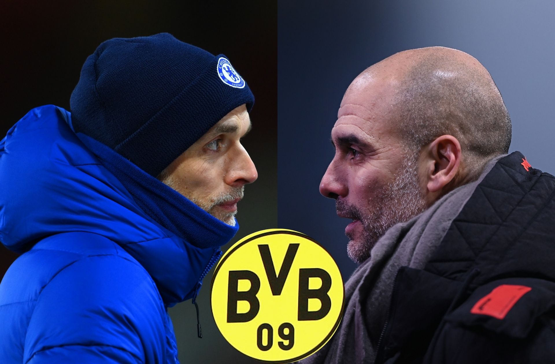 Thomas Tuchel of Chelsea, Pep Guardiola of Man City
