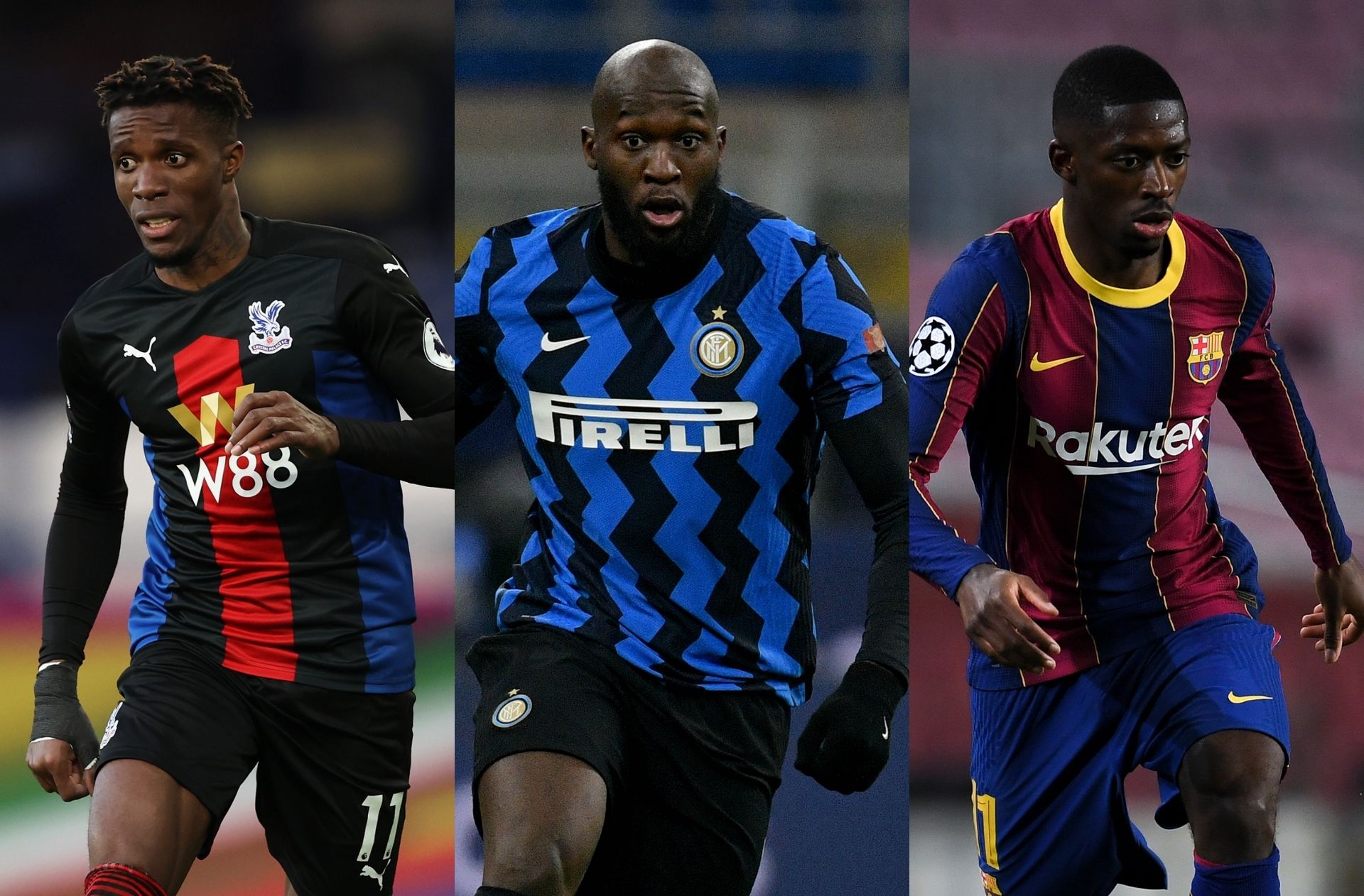 Wilfried Zaha of Crystal Palace, Romelu Lukaku of Inter Milan, Ousmane Dembele of Barcelona