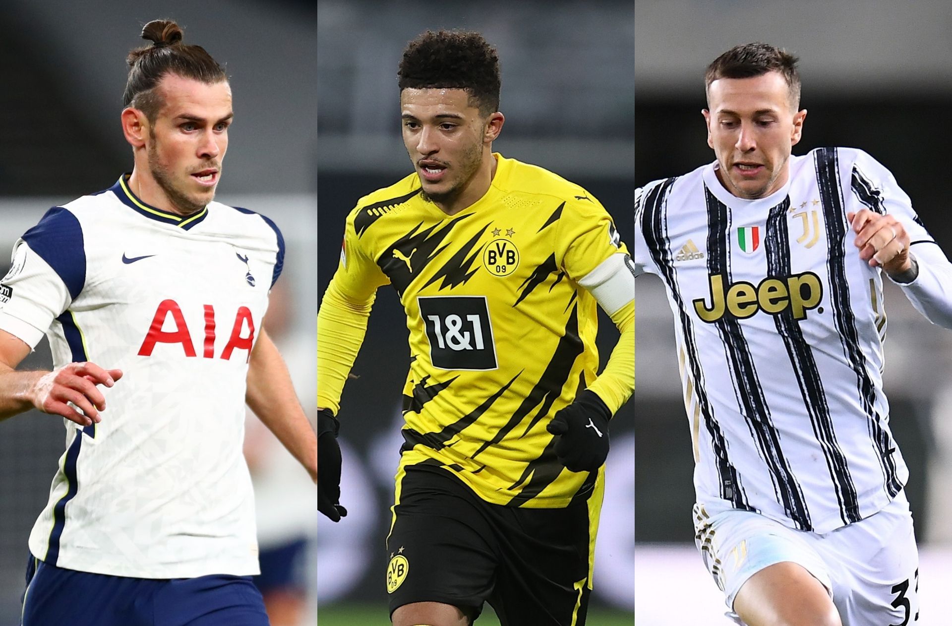 Gareth Bale of Tottenham, Jadon Sancho of Dortmund, Federico Bernardeschi of Juventus