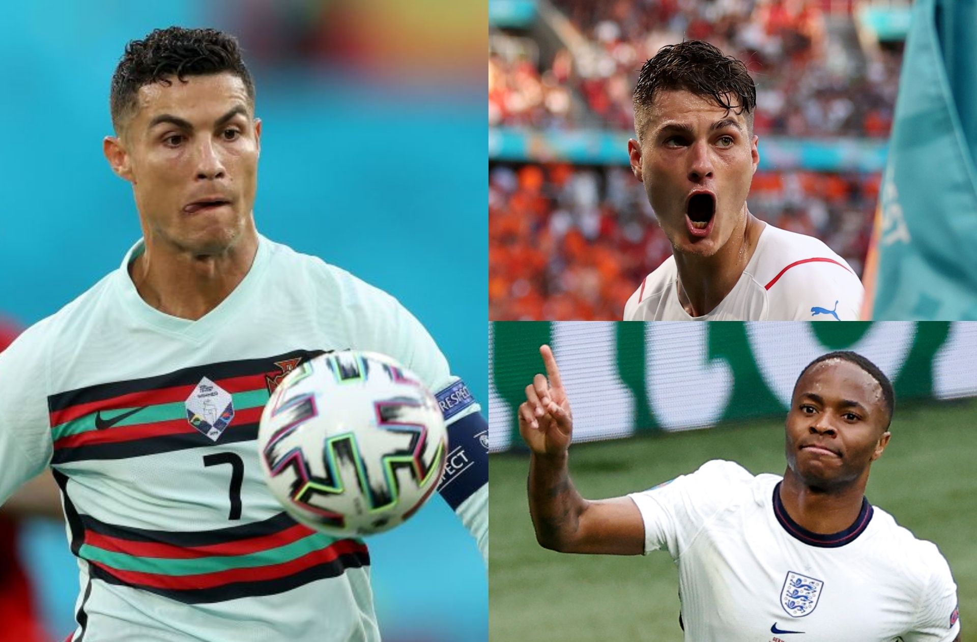 Cristiano Ronaldo - Portugal, Patrik Schick - Czech Republic, Raheem Sterling - England