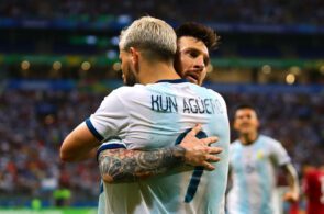 Lionel Messi and Sergio Aguero at Argentina